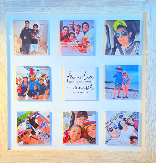 9 Personalized photo magnets in square 2x2