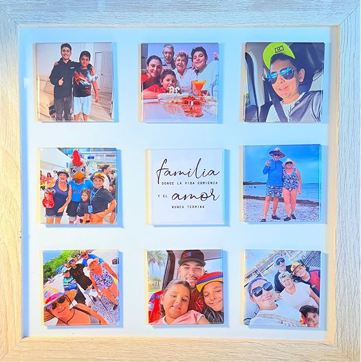 9 Personalized photo magnets in square 2x2
